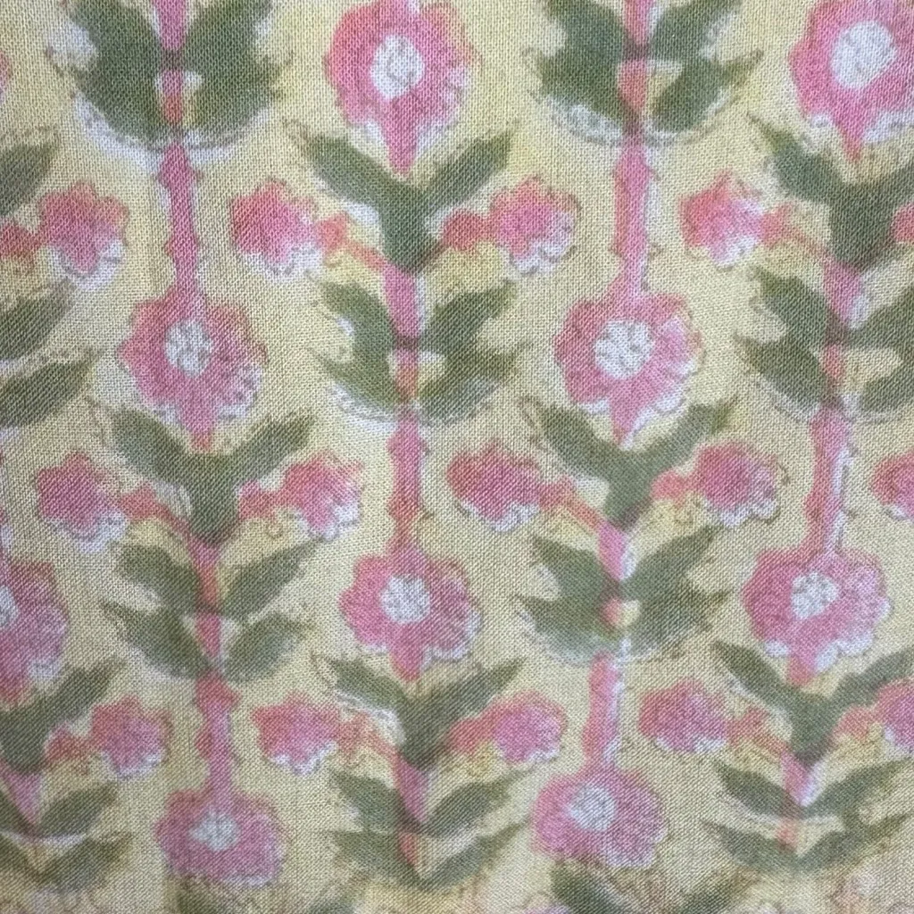 Sohana Dainty Ethereal Indian Cotton Block Print Maxi Dress Yellow Floral XL - Image 7