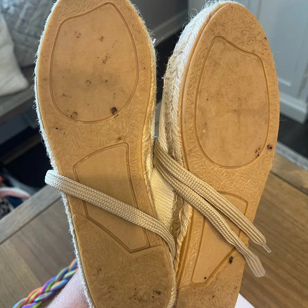 Anthropologie Maypol Stylish Cream Espadrille Sneakers Tan Size 7.5 - Image 3