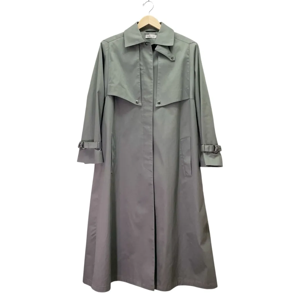 Vintage Talbots Made in USA Sage Green Long Trench Coat Belted ILGWU Union Sz 10 - Image 3