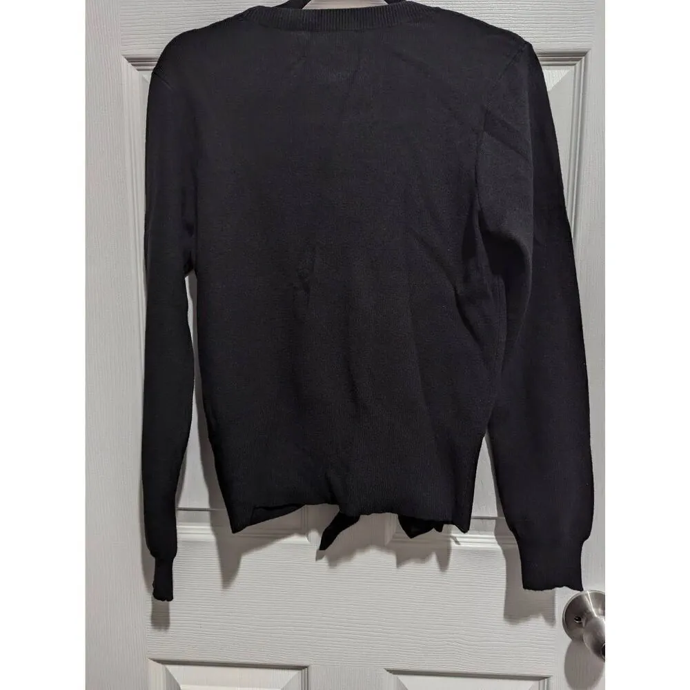 WAYF milo tie front sweter in black size Medium - Image 4