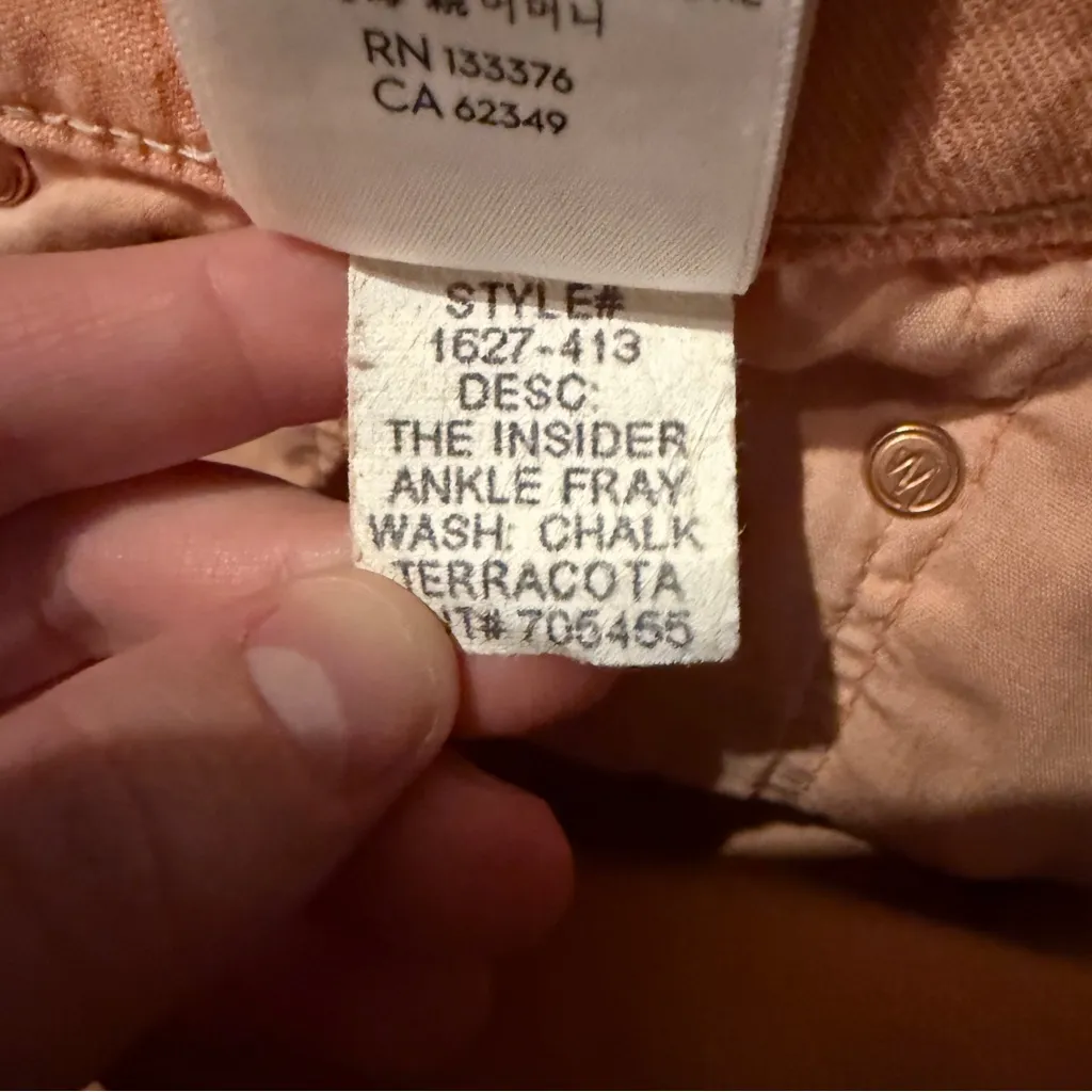 Mother The Insider Ankle Fray Raw Hem Jeans in‎ Chalk It Up Terracotta Sz 28 Orange - Image 11