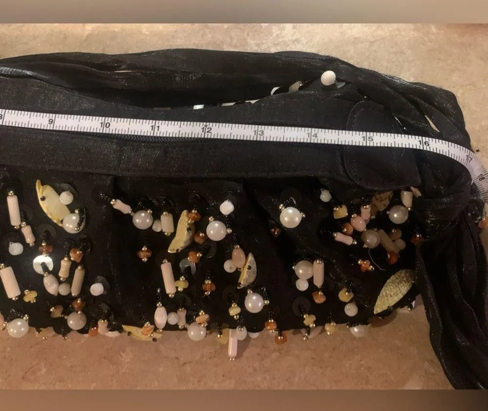 Source unknown, stylish beaded purse. Black - Image 7