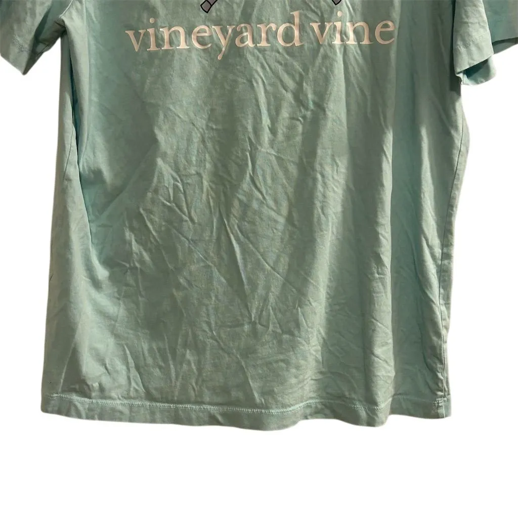 Vineyard Vines Women's Small Blue T-Shirt Casual Whale Logo Lacrosse flaw - Image 8