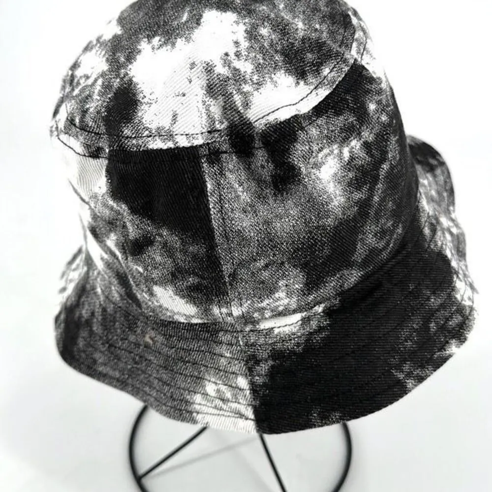 POL Women's 100% Cotton Knit Tie Dye Bucket Hat Black White‎ One Size - Image 4