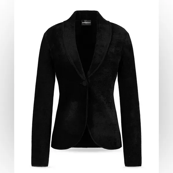 Emporio Armani Black Women's chenille Blazer size IT 46/ us 10 EUC - Image 3