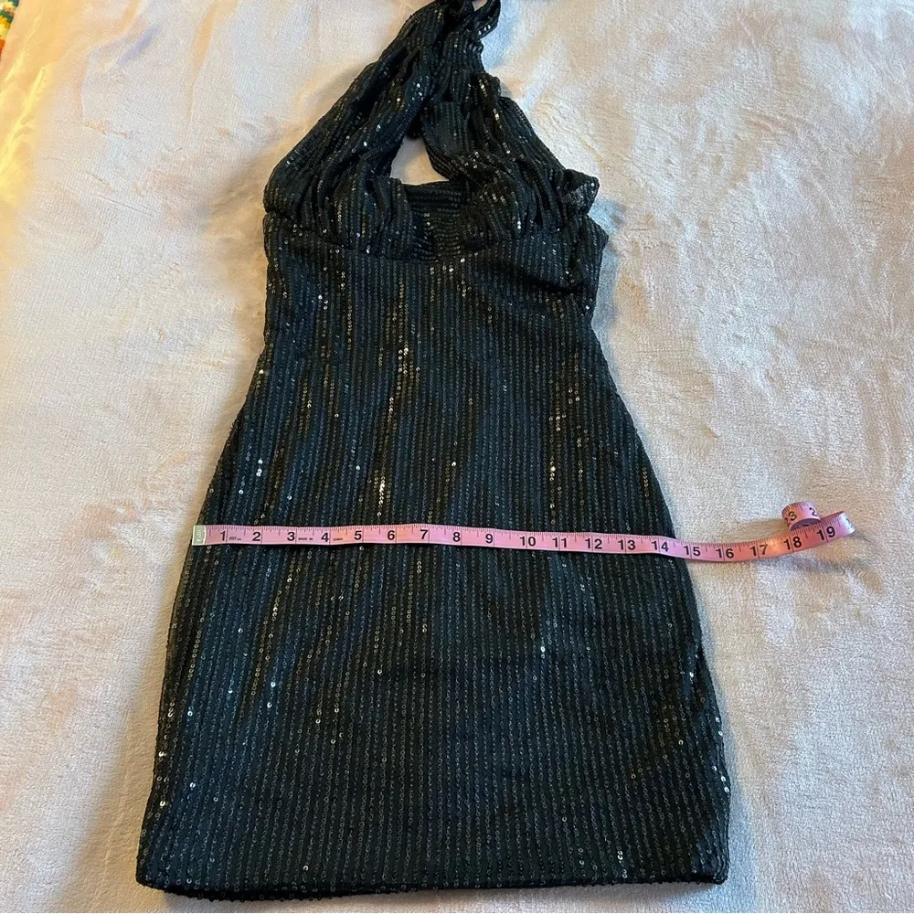 NWOT black sequined halter mini dress size 0 prom cocktail party dress - Image 9