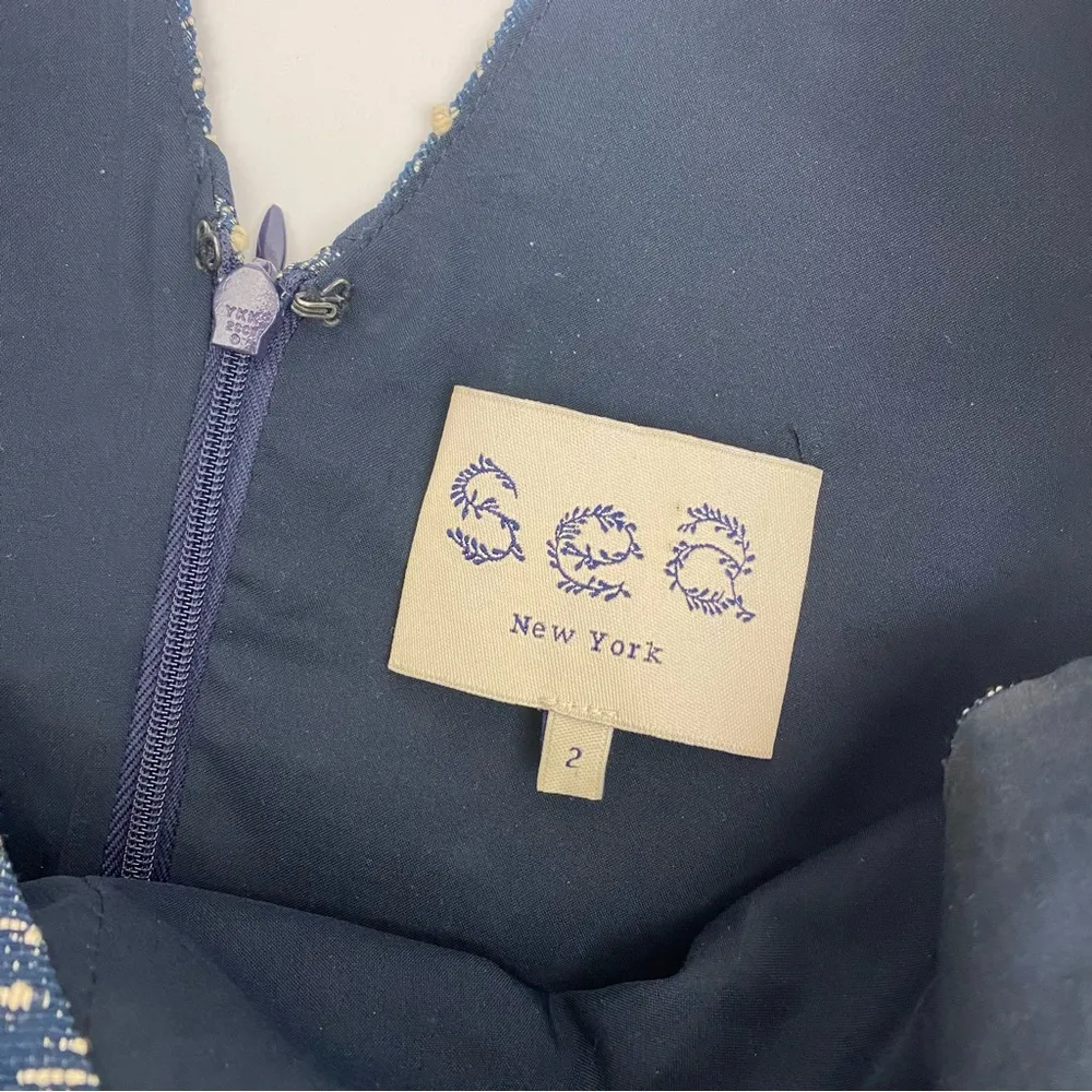 Sea New York Tweed V Neckline Midi Sheath Dress: Blue Size 2 - Image 9