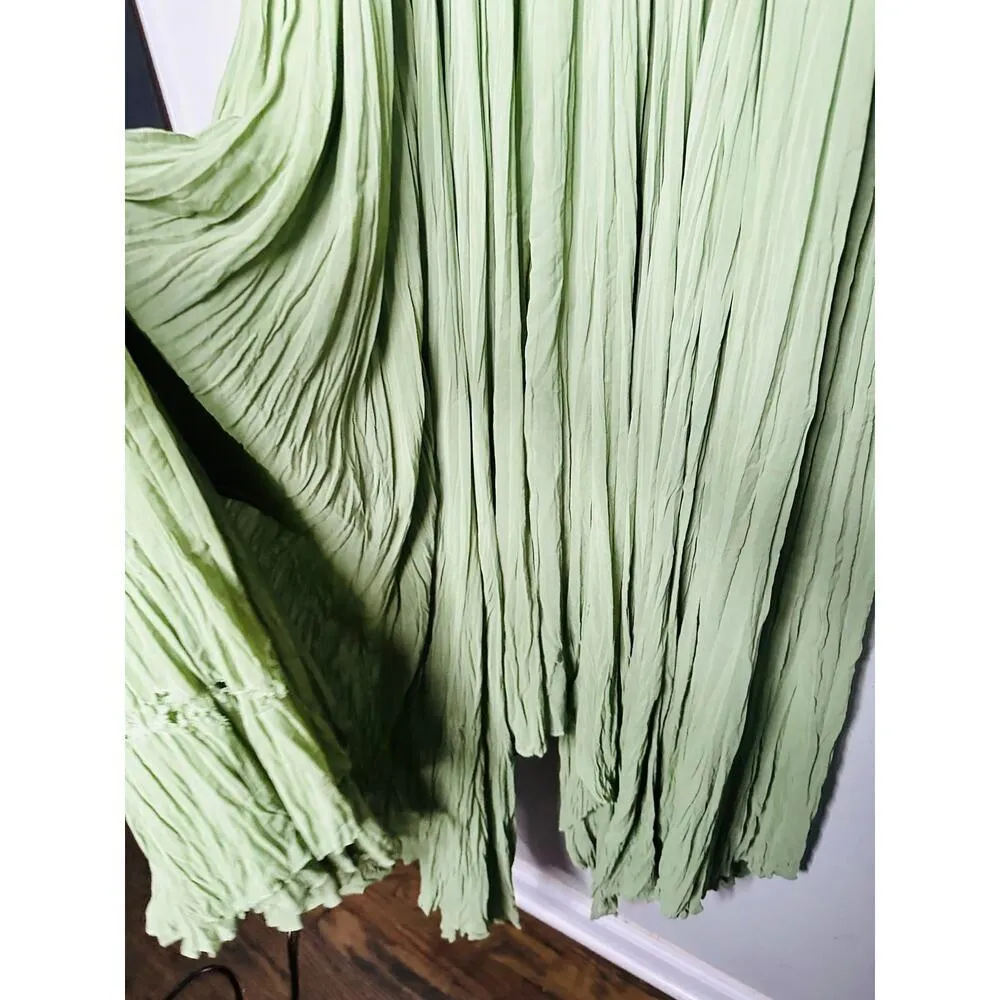 BIBHU MOHAPATRA Green Flowy Empire Maxi Shift Style Sleeveless Dress Size 2 - Image 14