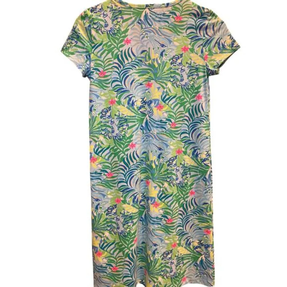 NWT Lilly Pulitzer Etta T-Shirt Dress Relaxed Fit Dress Teal, Turquoise Pink XXS - Image 12