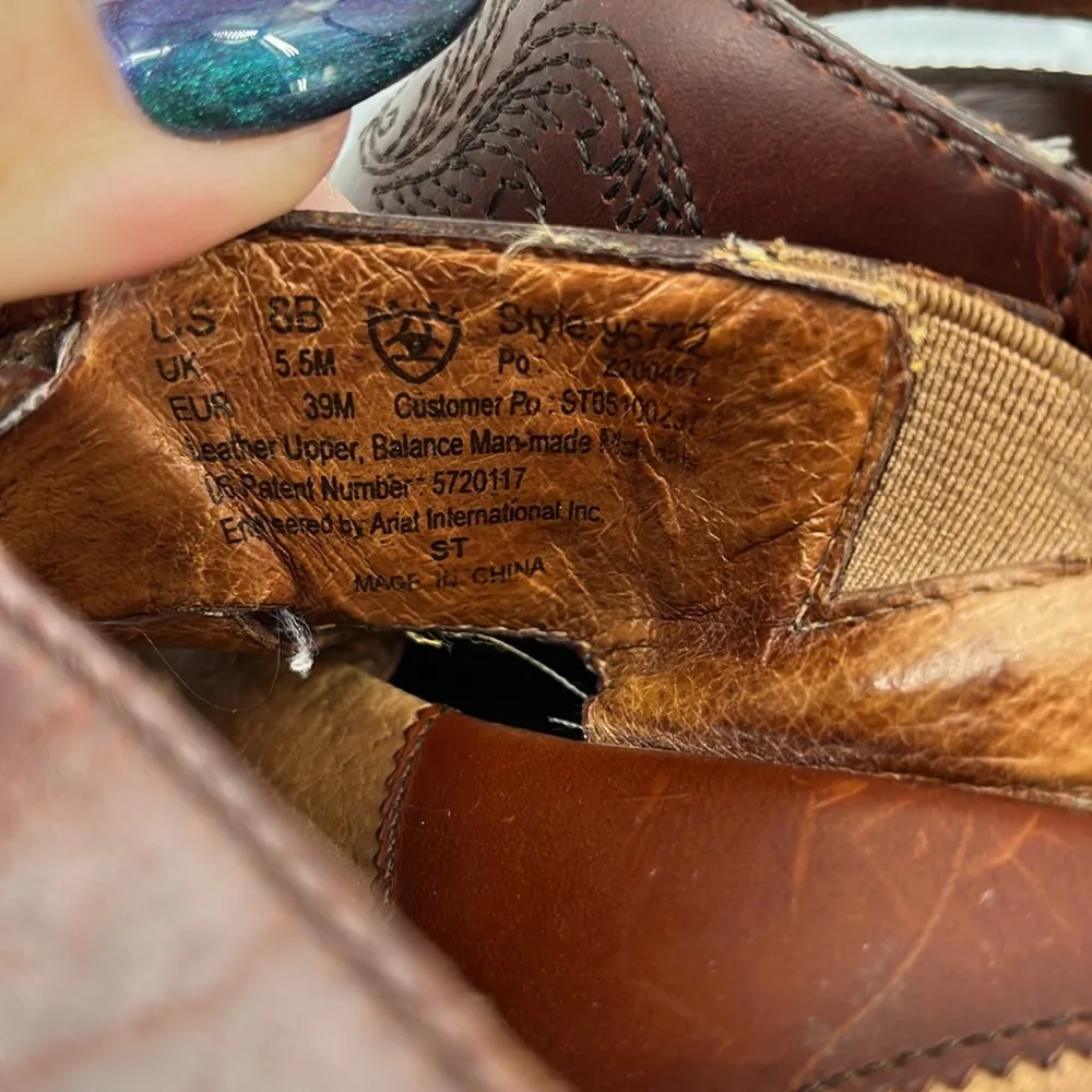 ARIAT‎ Brown Leather Crossover Sandals Open Toe Style 96722 Size 8B Classic - Image 4