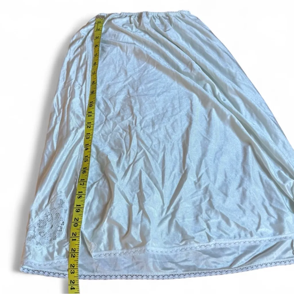 Vintage White Lace Trim Under Skirt Slip Side Slit Size Small - Image 5