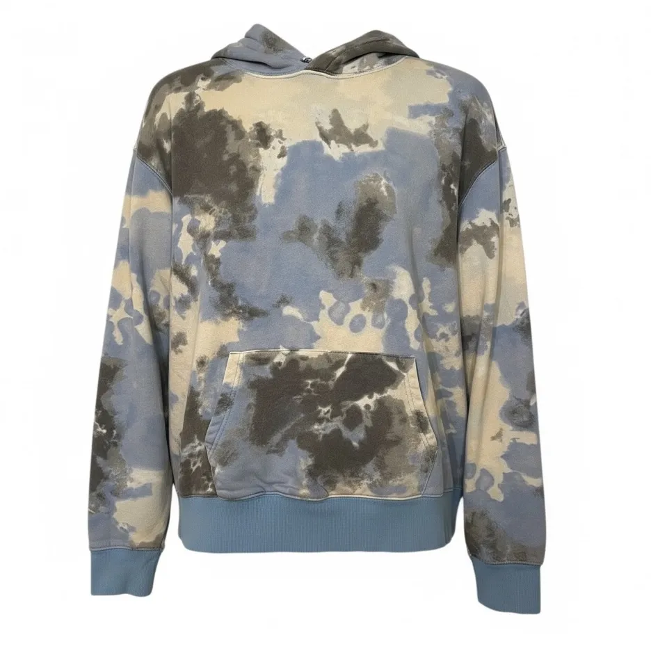 Old Navy Tie-Dye Hoodie Women L Pullover Sweatshirt Winter Comfy Oversized Blue - Image 2