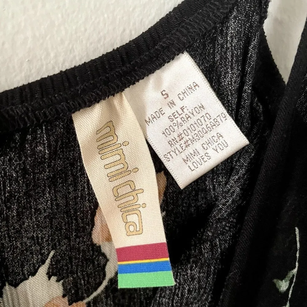 Mimi Chica jumpsuit black yellow floral rose petals rayon v-neck summer outfit - Image 5