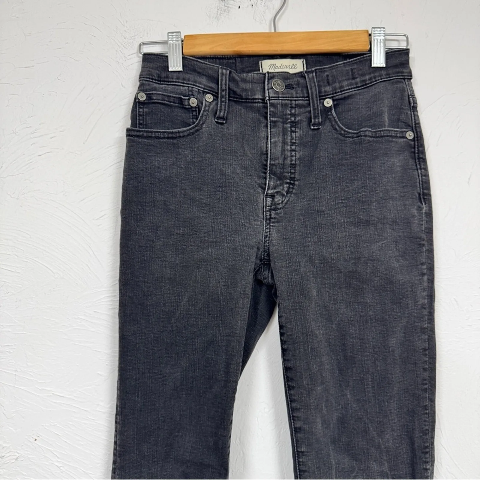 Madewell Black Cali Demi Boot Jeans Womens 25 Bootcut Denim Raw Hem Classic - Image 5