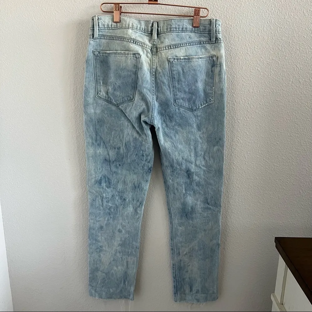 FRAME Denim Le High Straight Jeans Acid Wash Trendy Y2K Vibes Fray Folded Hem 28 - Image 6