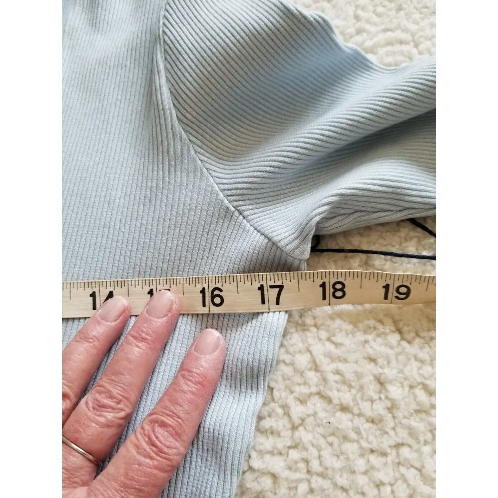 Citizens Of Humanity CameronV-Neck Long Sleeve Polo Top Cloud Dust Blue Sz M - Image 8