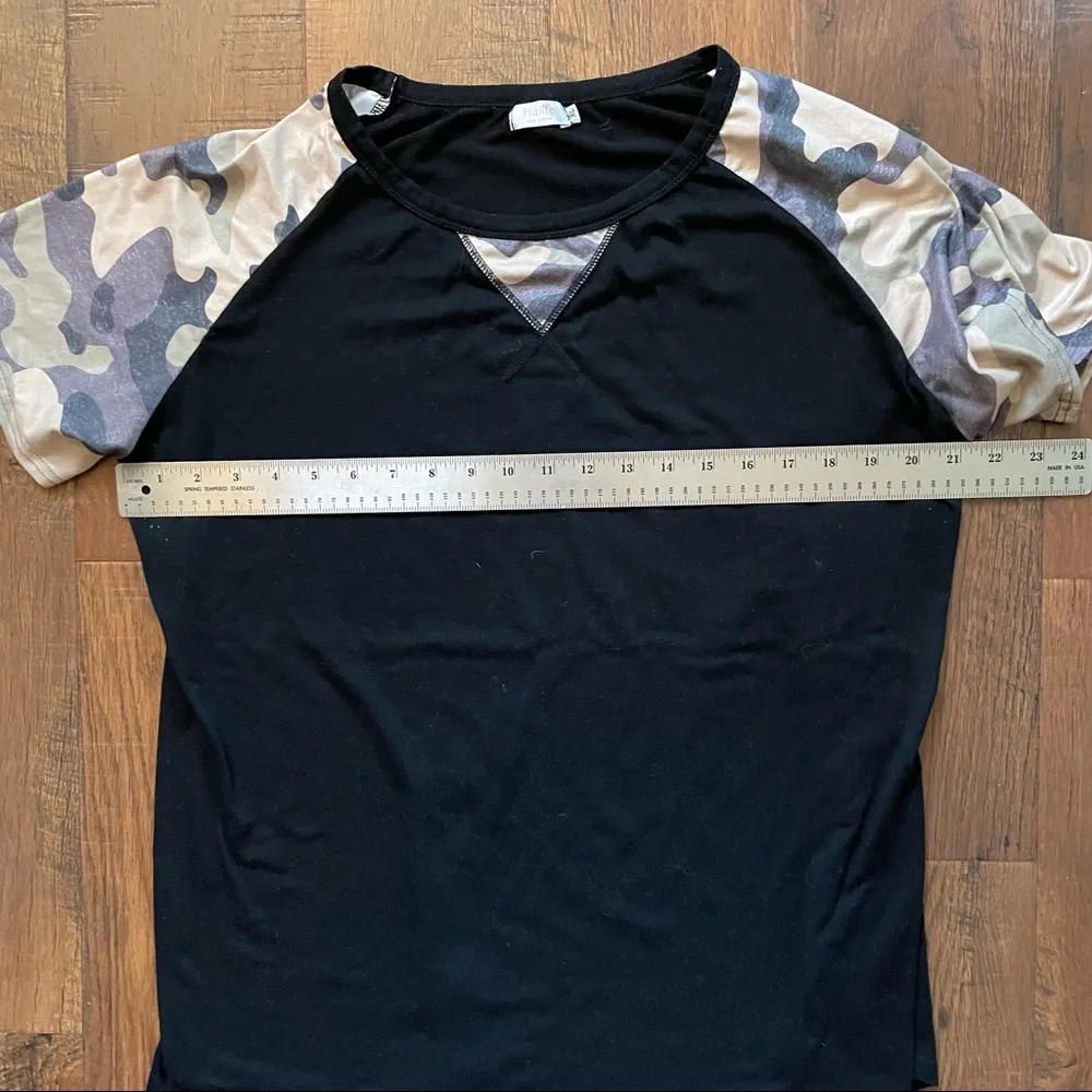 HALIFE black shirt with army green pattern trim, size XL - Image 4