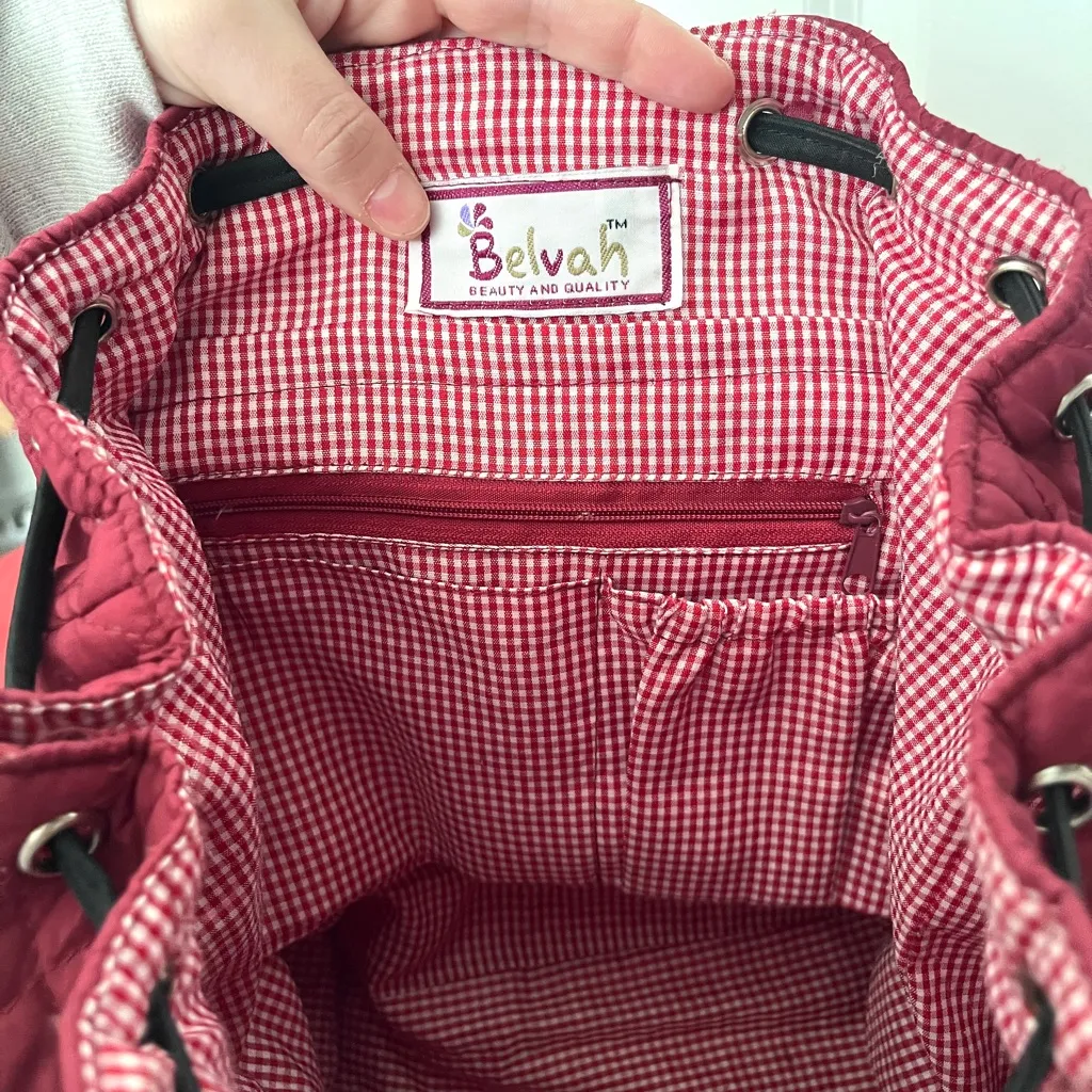 Quilted Red Backpack with Bow Accents & Initials “MLS” - Image 7