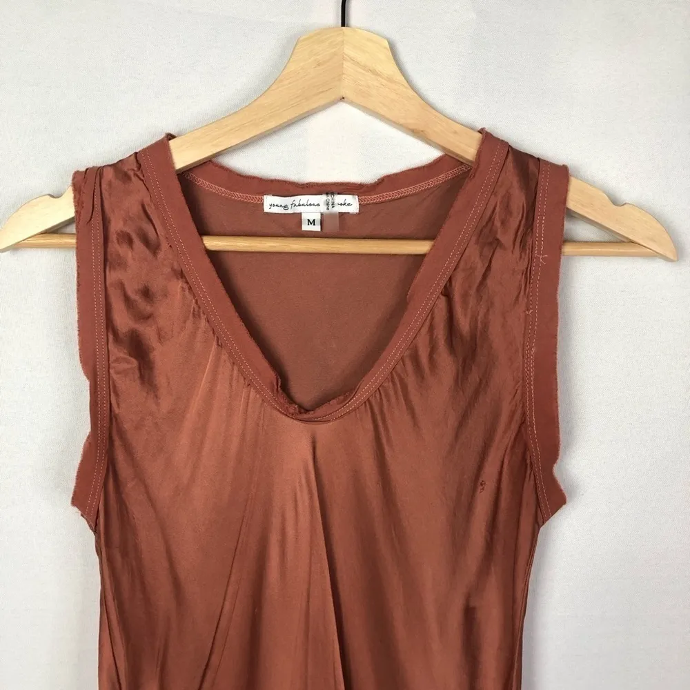 Young Fabulous & Broke YFB Copper Satin Sleeveless Tank Top M - Image 3