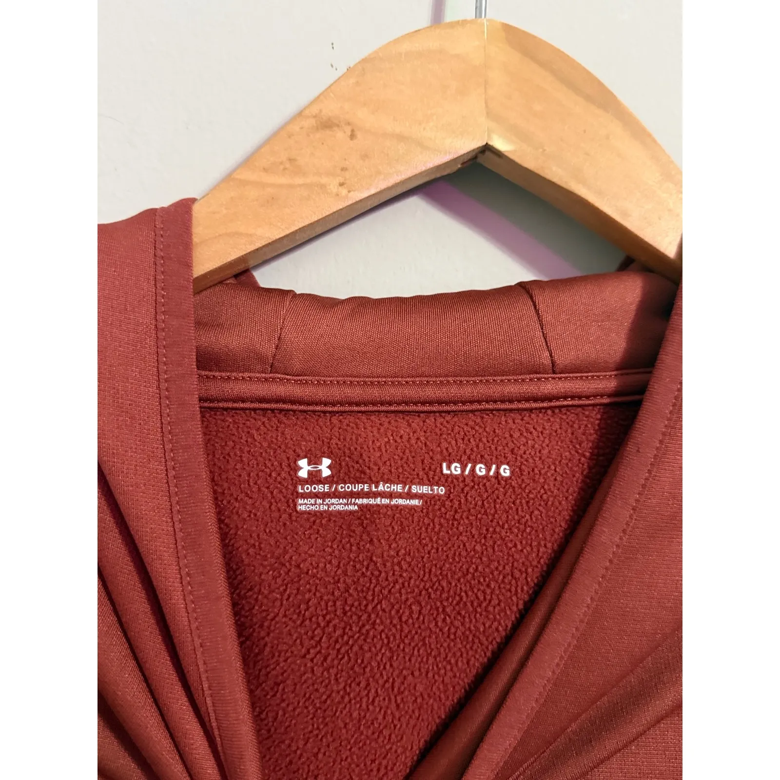 Under Armour Loose Fit Fleece Hoodie Orange Logo Women's LG - Image 3