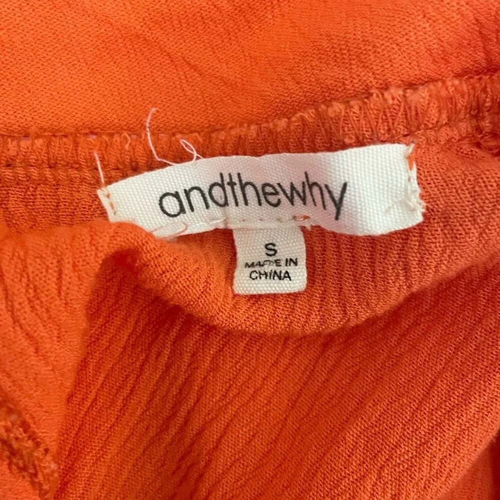 And The Why Women Tunic Top S Orange Crochet Paisley Gauzy Lace Cottage Boho Y2K - Image 2