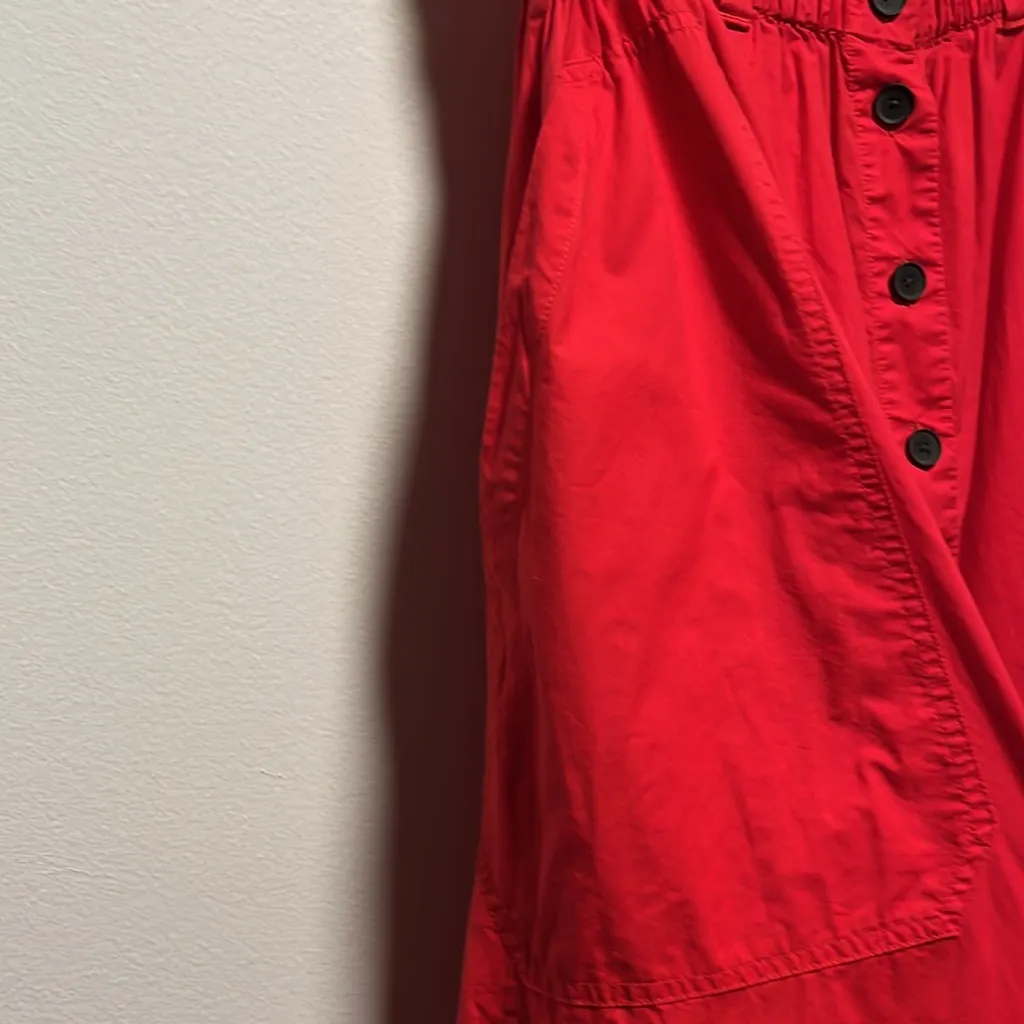 EVERLANE The Easy Button-Front Red A-Line Skirt, Size M - Image 6