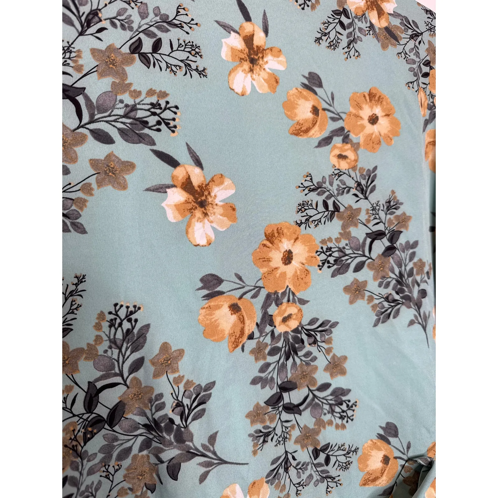 Birdy Grey Floral Kimono-Style Robe – Mint & Mustard size XS - Image 10