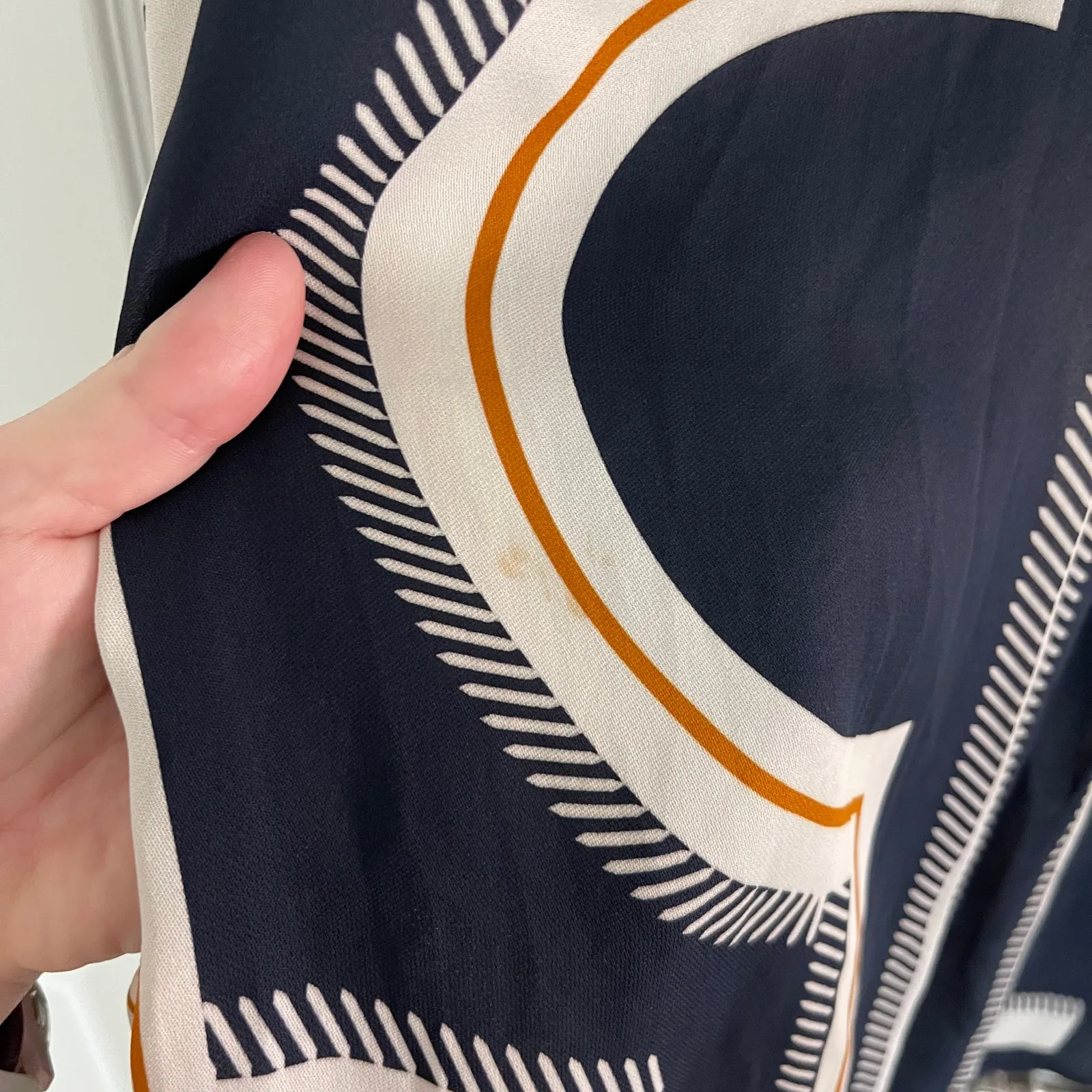 Reiss Isadora Navy Geometric Print Button Through Shirt - Image 9