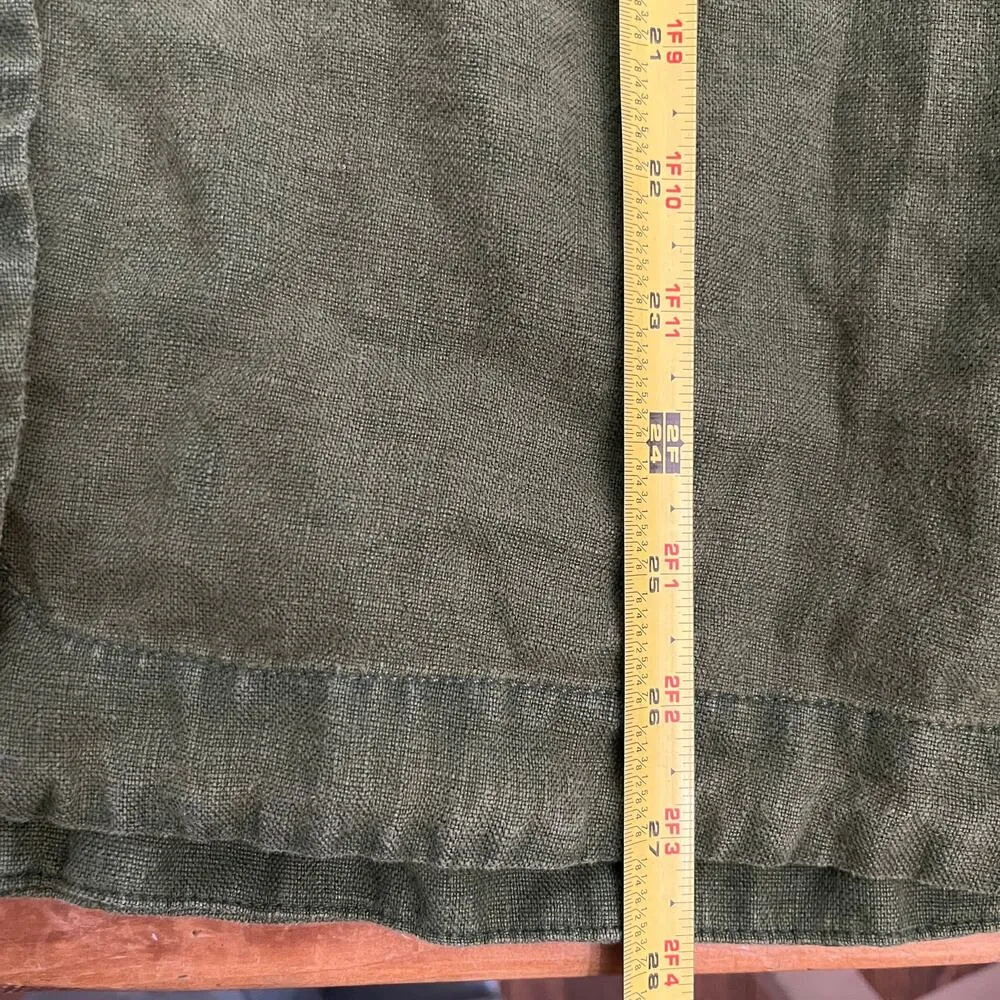 Tahari Women's Green Linen Utility Shacket Tie Waist Jacket Size Small - Image 6