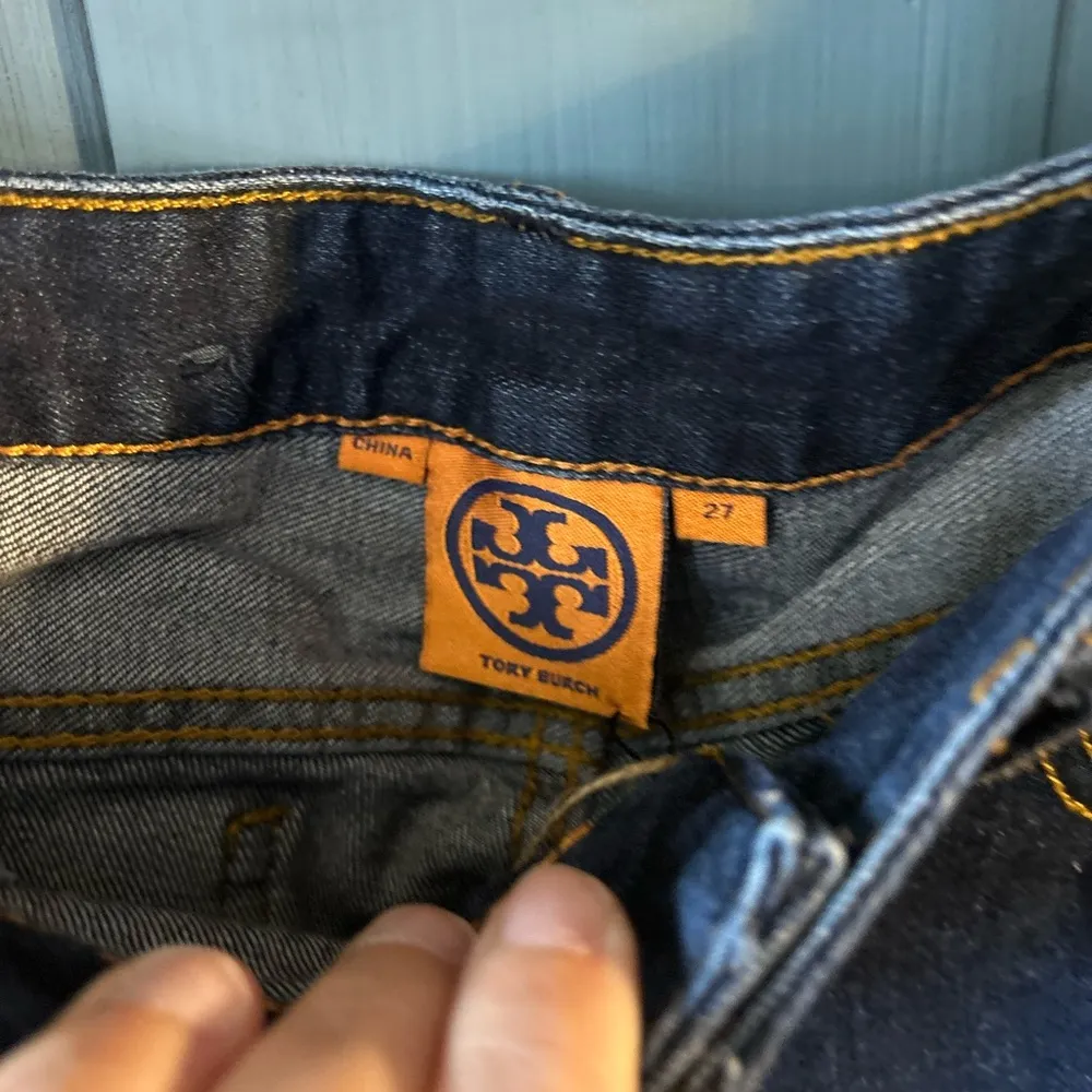 Tory Burch Super Skinny Jeans Denim Pants Women’s 27 (29) Dark Blue Big Patch - Image 6