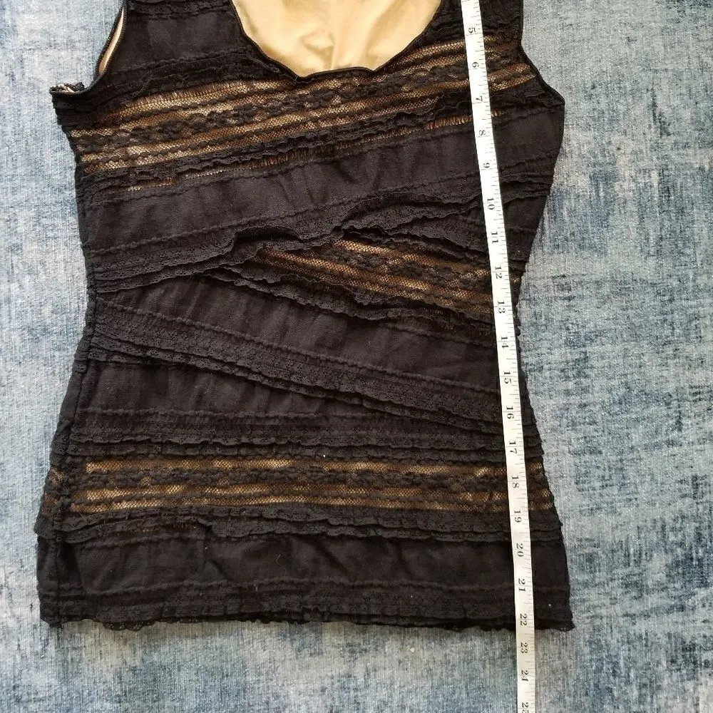Max Studio Black Ruffle and Lace Tank S - Image 5