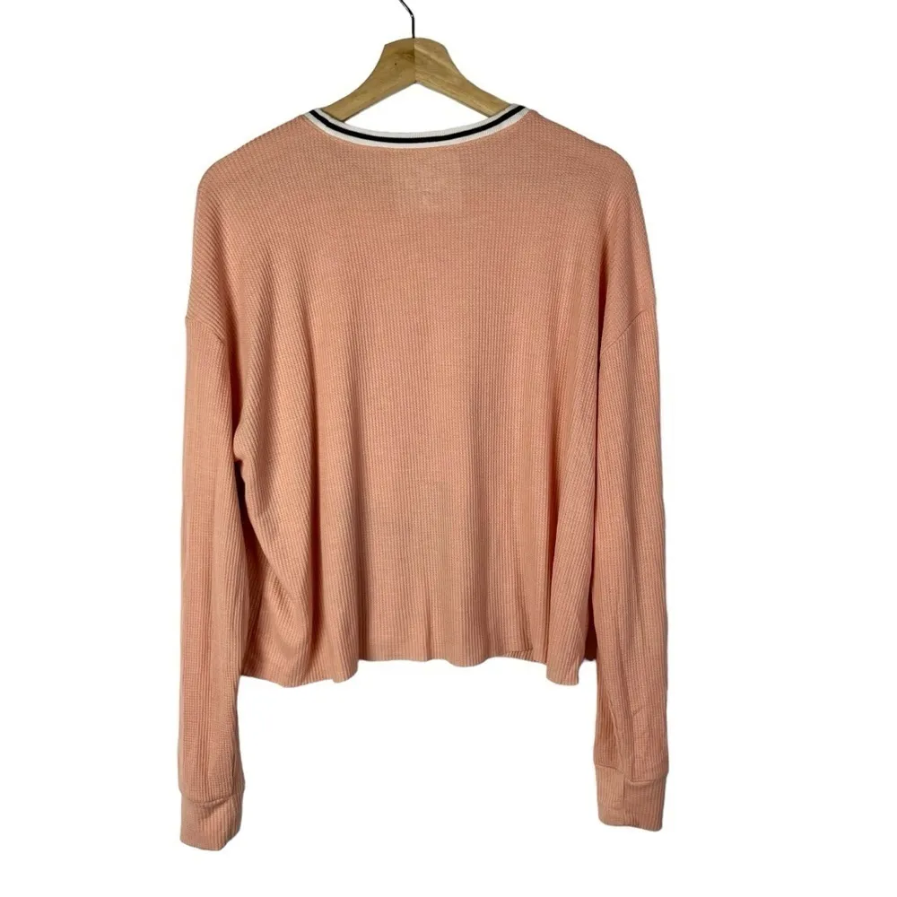 Hollister Peach Pink Thermal Crewneck Long Sleeve T-Shirt M - Image 2