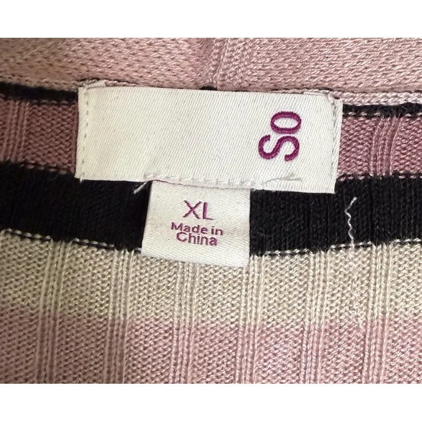 SO‎ Womens XL Colorful Striped Ribbed Long Cardigan Sweater Duster NEW Preppy - Image 4