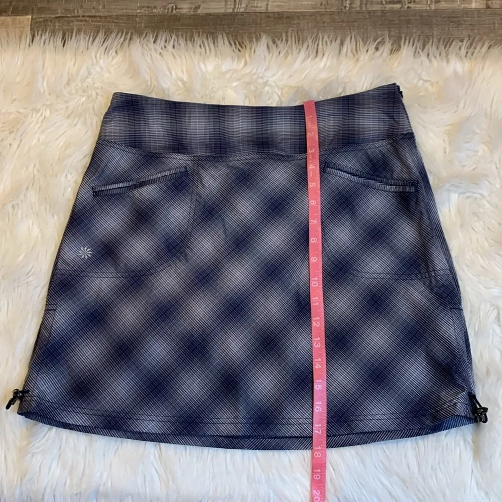 Athleta Tulum stretch nylon skirt skort navy gray plaid 8 - Image 8