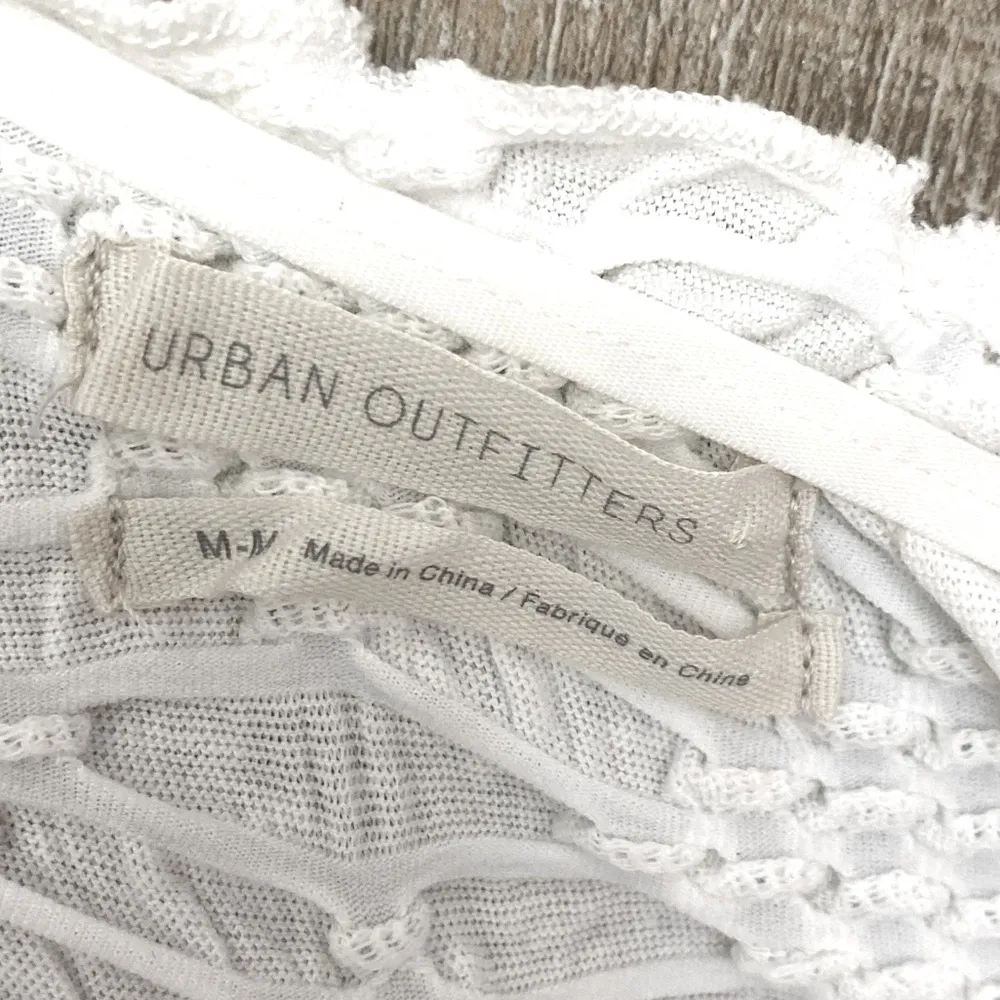 Urban Outfitters UO Rave Smocked Off-The-Shoulder Top White Medium Boho Western - Image 8