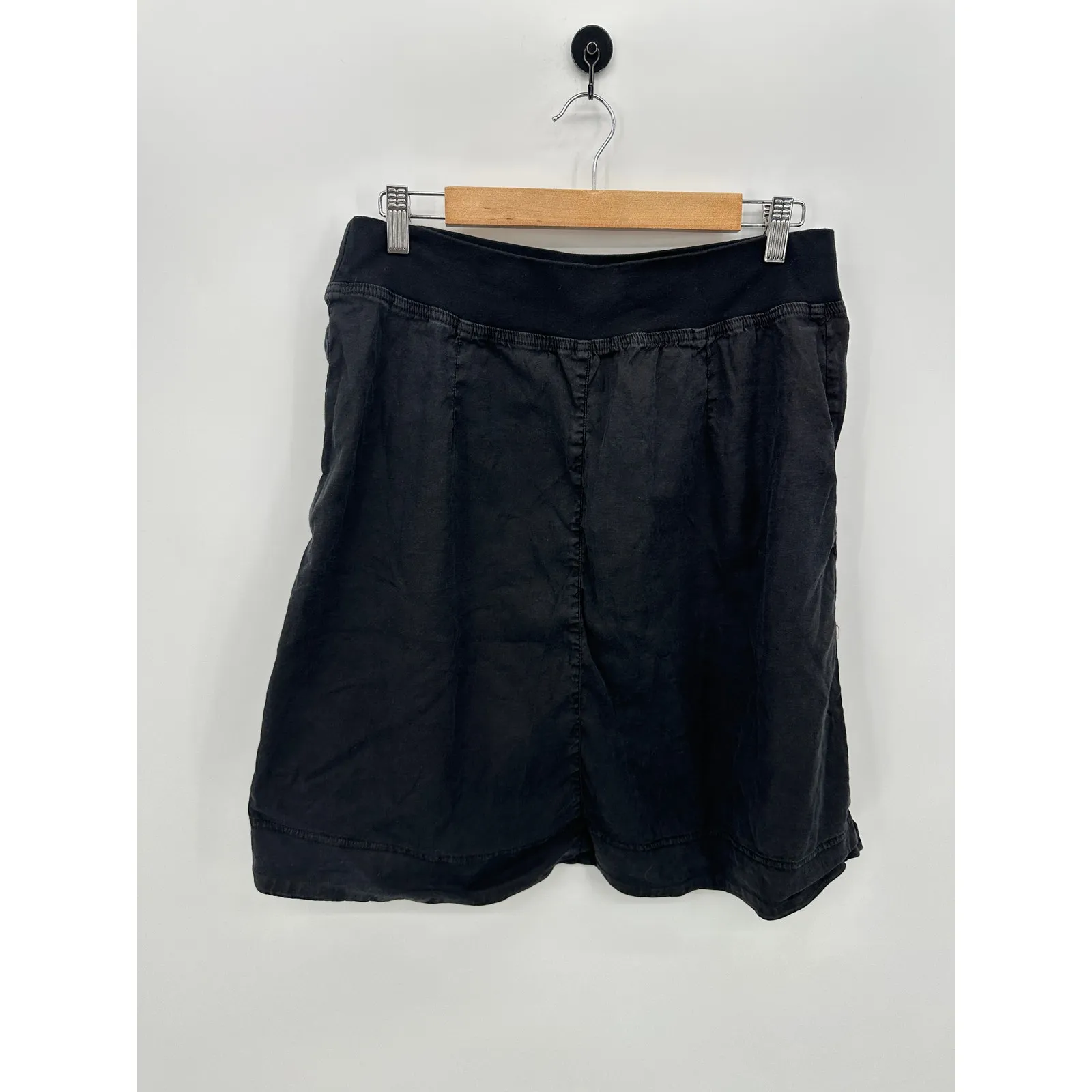 Cut Loose Womens Black Mini Linen Blend Skirt Size XL Pull On Stretch Lagenlook - Image 2