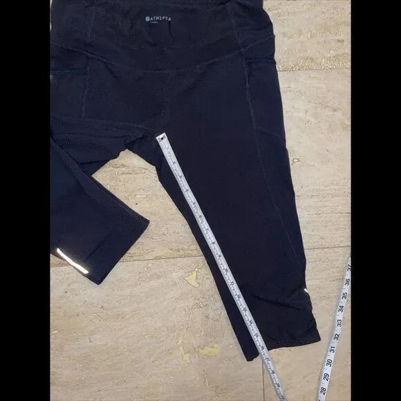 Athleta Capri Pants Womens Black Stretch Nylon‎ S 3 Pockets Reflective - Image 5
