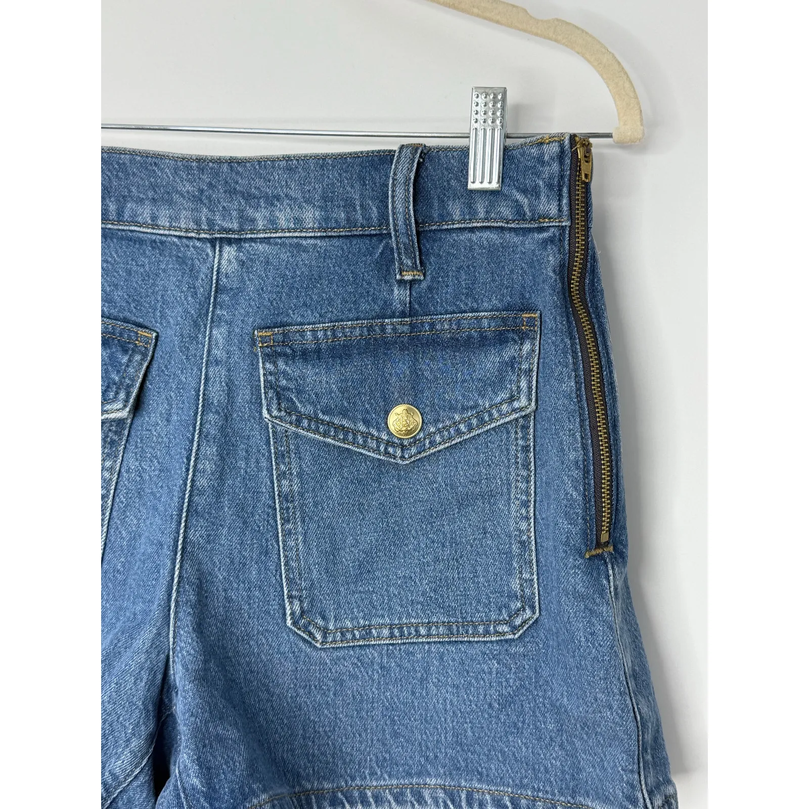 NEW J.Crew High Rise Sailor Pocket Denim Shorts Blue Utility Size 27 - Image 4