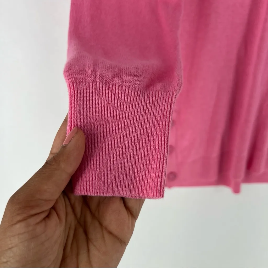 J. Crew Factory Linen‎ Blend Button Tunic Sweater Pink V Neck Long Sleeve - Image 5