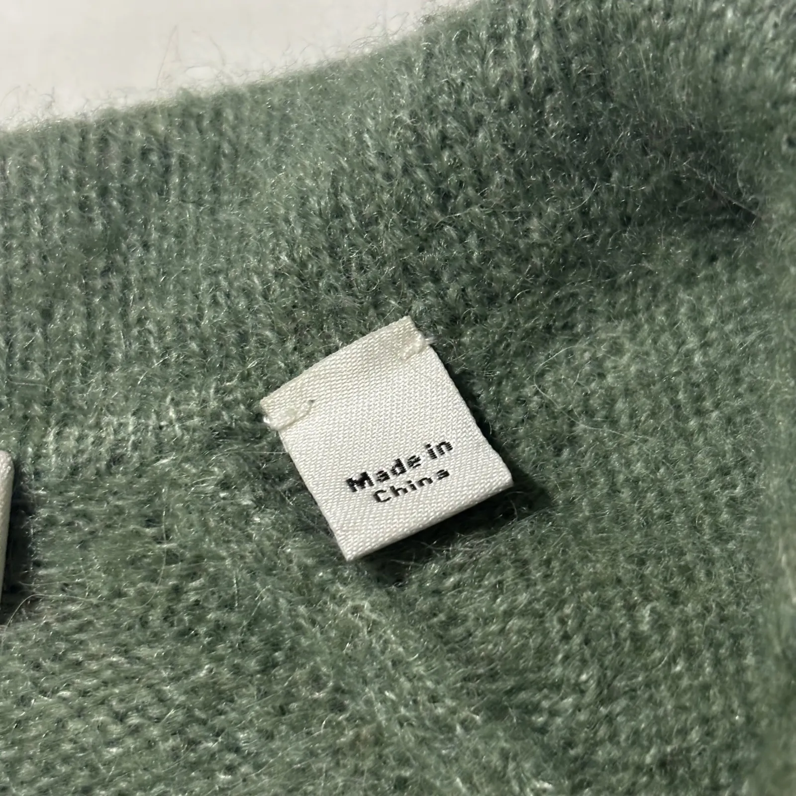 VINCE Alpaca Wool Blend Collared V Neck Long Sleeve Sweater XXS Sage Jade Green - Image 7