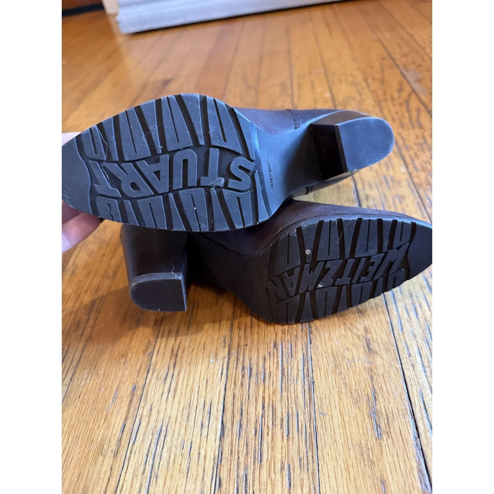 Stuart Weitzman Boots Womens Size 6.5 Brown Leather Ankle Block Heel Zip OW32737 - Image 11