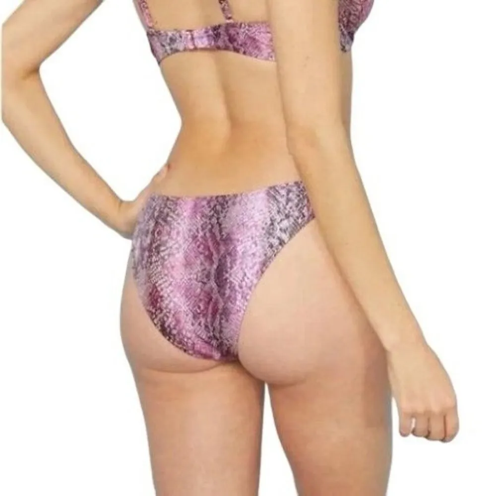 Shade & Shore Snake Print High Leg Extra Cheeky Bikini Bottom Bathing Swim XL - Image 2
