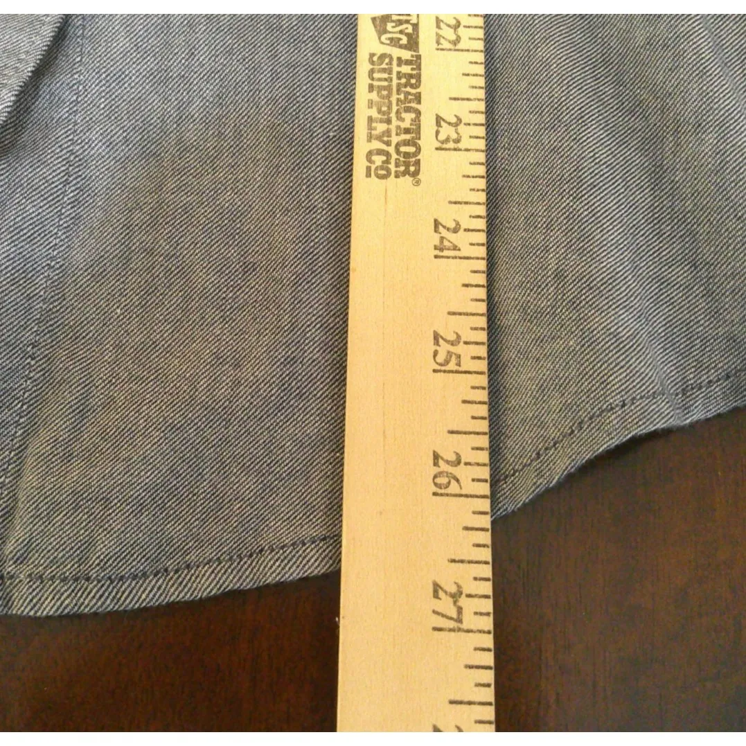 Ariat‎ Womens Medium Chambray Blue Embellished Top Button Blouse Western Rodeo - Image 5