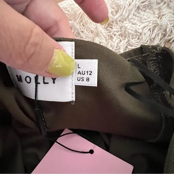 HELLO MOLLY MEET ME IN THE CLUB MINI DRESS KHAKI NEW‎ SIZE 8 cocktail ruched - Image 6