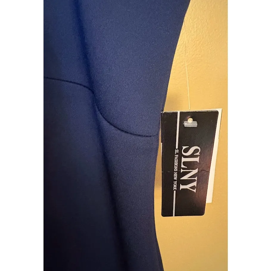 SLNY Fashions Navy Sleeveless Cocktail Dress with Chiffon Overlay Size 18W NWT - Image 9