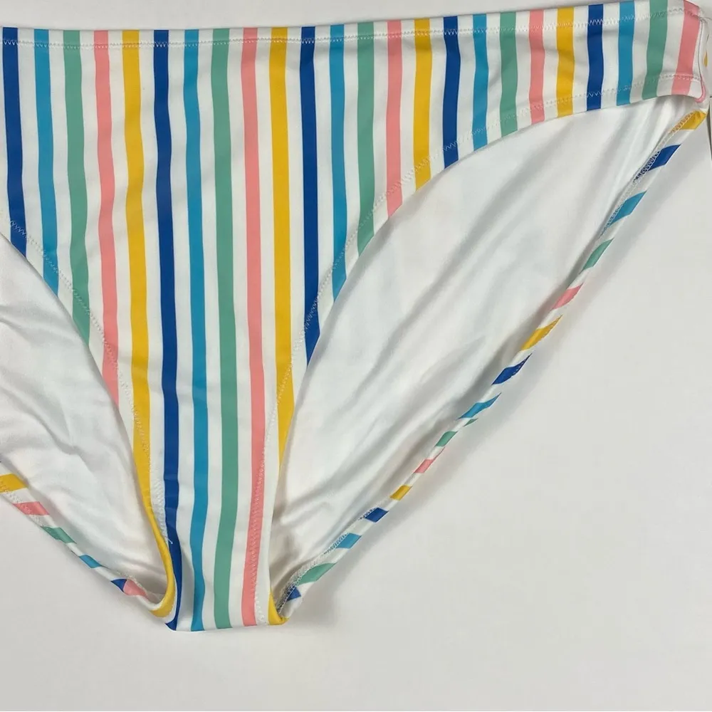 Old Navy Bikini Swim Bottoms Women XXL White Rainbow Stripe Low Rise - Image 4