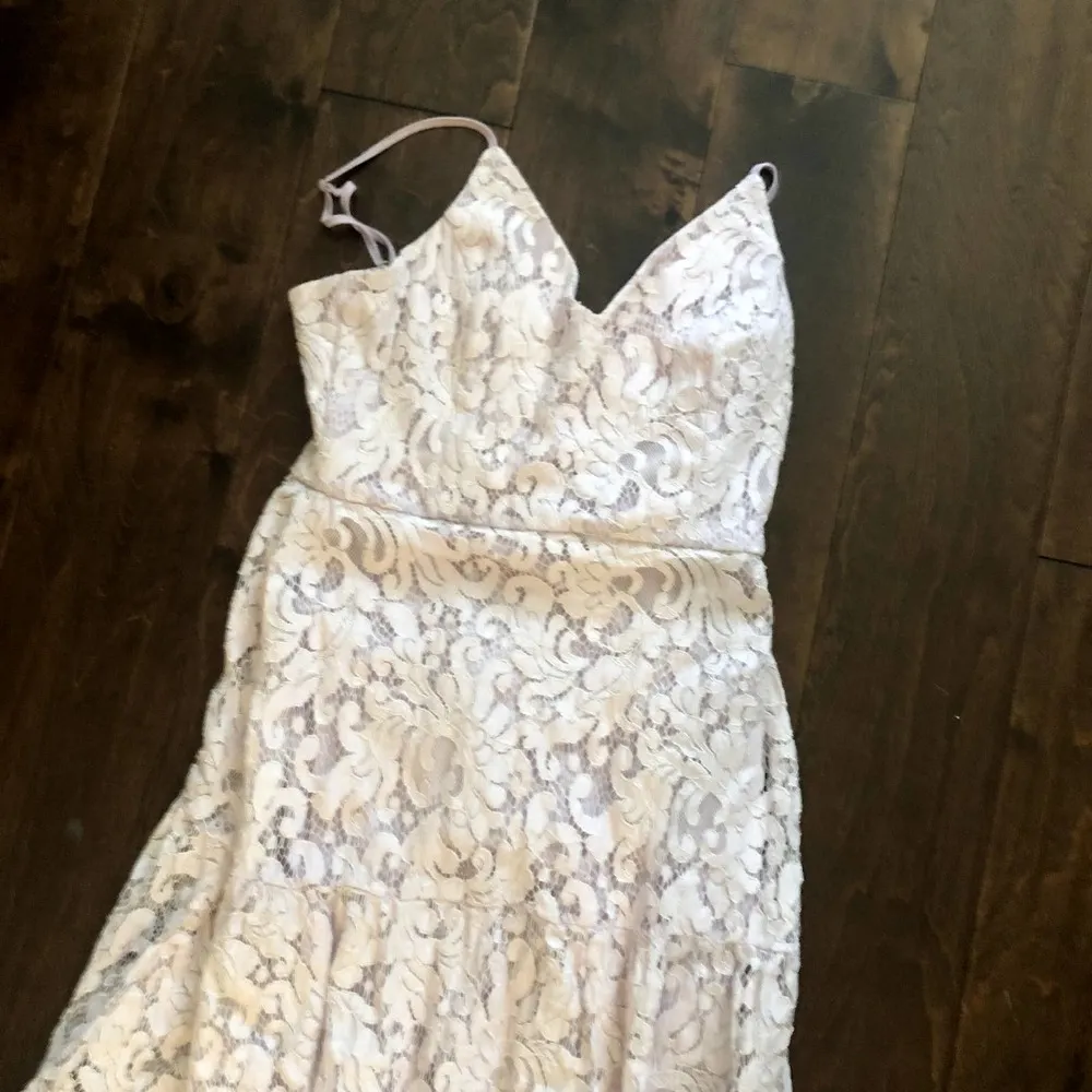 new lulus Finely Lavender Lace Tiered Maxi Dress size small - Image 5