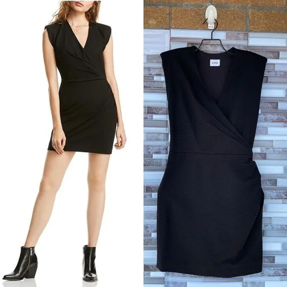 LINI Womens Ella Woven Pleated Sheath Dress Black XS Black - Image 2