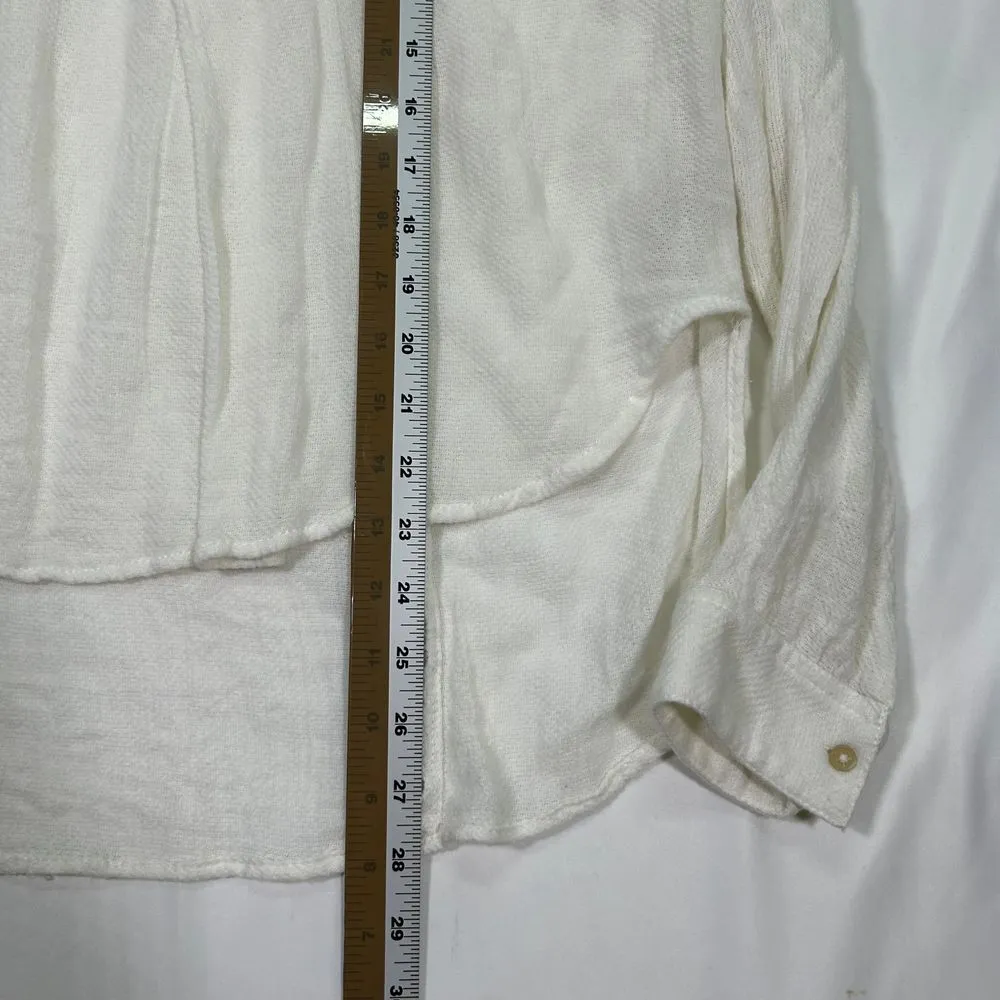 Free People Oversized Soft Burlap like casual long sleeve Collared Shirt Women S - Image 8