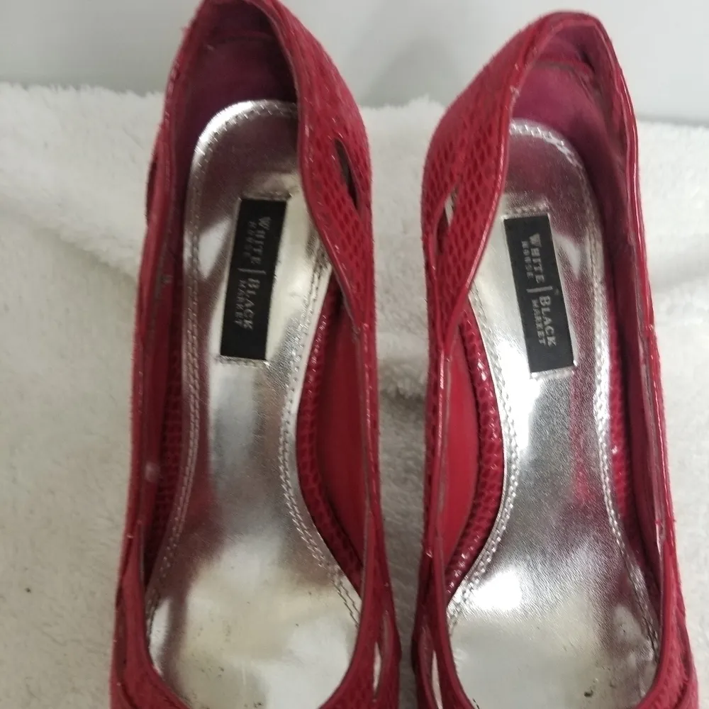 White House Black Market  snakeskin red heels - Image 2